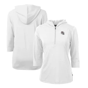 Arizona cardinals cutter buck womens helmet logo drytec virtue eco pique recycled half zip pullover hoodie White