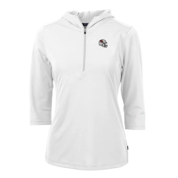 Arizona cardinals cutter buck womens helmet logo drytec virtue eco pique recycled half zip pullover hoodie White S