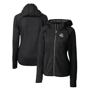 Arizona cardinals cutter buck womens helmet logo mainsail sweater knit full zip hoodie Charcoal