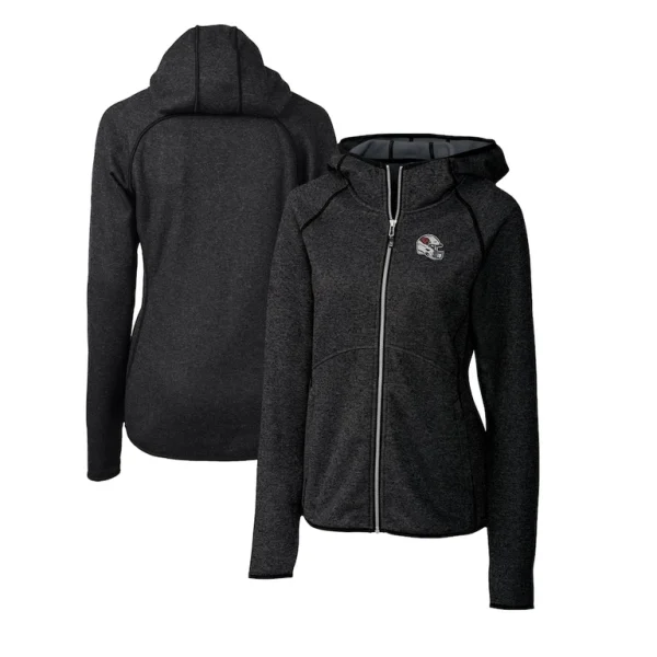 Arizona cardinals cutter buck womens helmet logo mainsail sweater knit full zip hoodie Charcoal