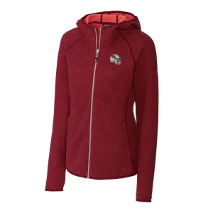 Arizona cardinals cutter buck womens helmet logo mainsail sweater knit full zip hoodie cardinal Cardinal S