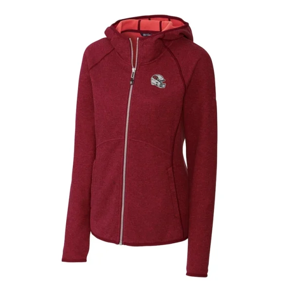 Arizona cardinals cutter buck womens helmet logo mainsail sweater knit full zip hoodie cardinal Cardinal S