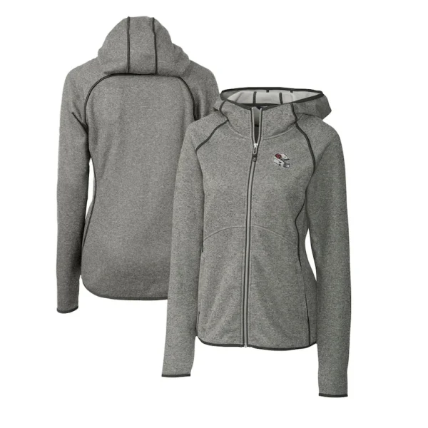 Arizona cardinals cutter buck womens helmet logo mainsail sweater knit full zip hoodie steel Cardinal