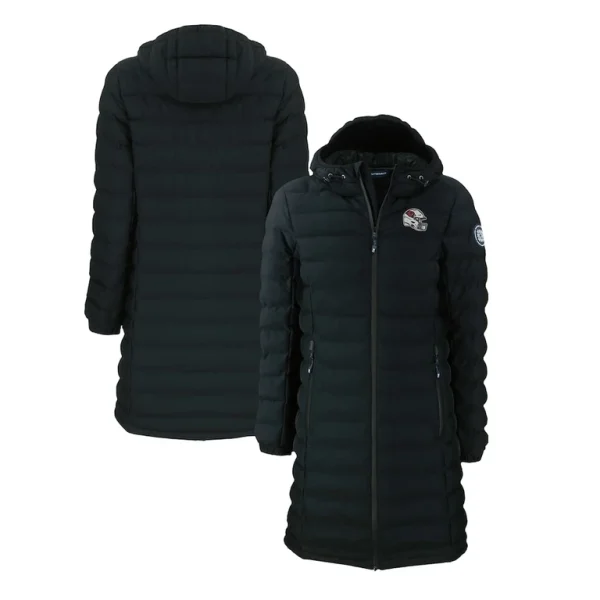 Arizona cardinals cutter buck womens helmet logo mission ridge repreve eco insulated full zip long puffer jacket Black