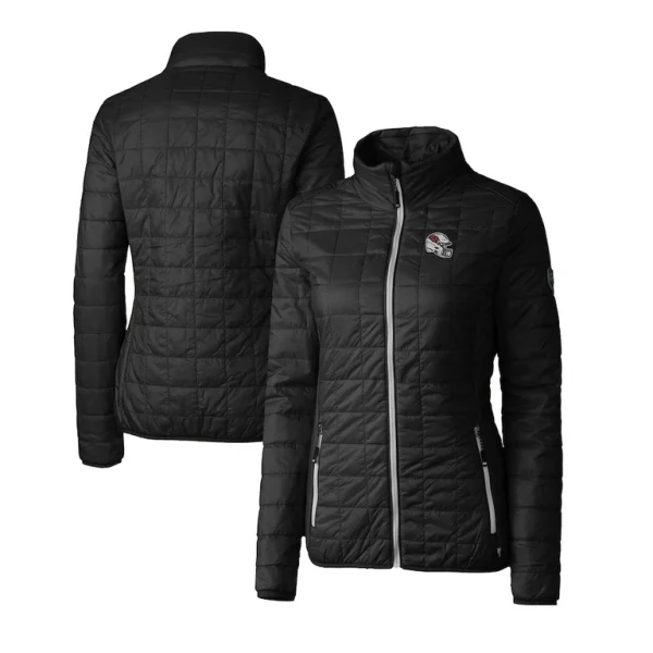 Arizona cardinals cutter buck womens helmet logo rainier primaloft eco insulated full zip puffer jacket Black