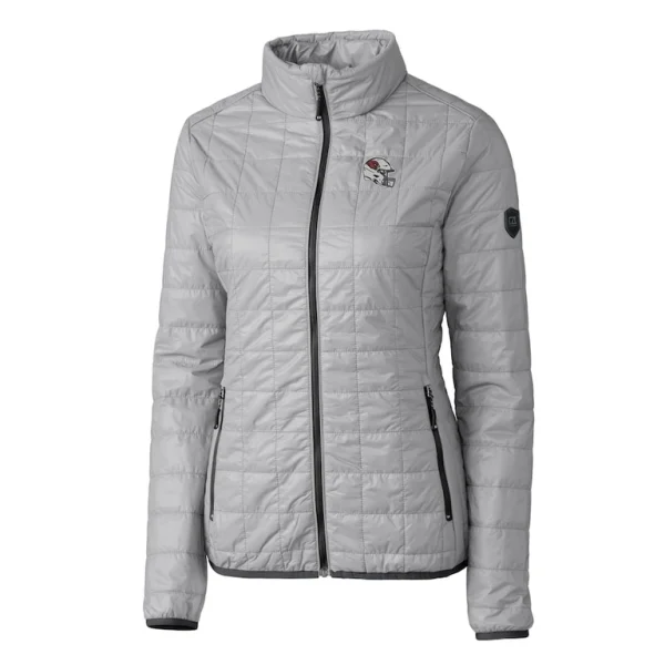 Arizona cardinals cutter buck womens helmet logo rainier primaloft eco insulated full zip puffer jacket Gray S