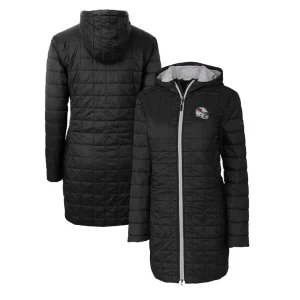 Arizona cardinals cutter buck womens helmet logo rainier primaloft eco insulated hooded long coat Black
