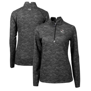 Arizona cardinals cutter buck womens helmet logo traverse camo print stretch quarter zip pullover top Black