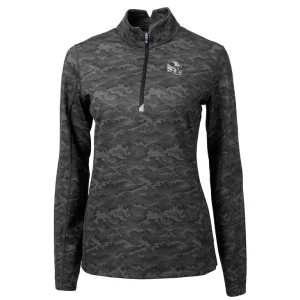 Arizona cardinals cutter buck womens helmet logo traverse camo print stretch quarter zip pullover top Black S