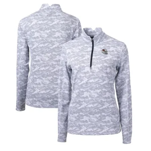 Arizona cardinals cutter buck womens helmet logo traverse camo print stretch quarter zip pullover top Charcoal
