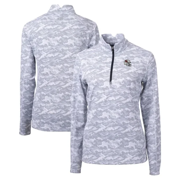 Arizona cardinals cutter buck womens helmet logo traverse camo print stretch quarter zip pullover top Charcoal