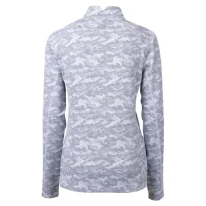 Arizona cardinals cutter buck womens helmet logo traverse camo print stretch quarter zip pullover top Charcoal M