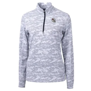 Arizona cardinals cutter buck womens helmet logo traverse camo print stretch quarter zip pullover top Charcoal S