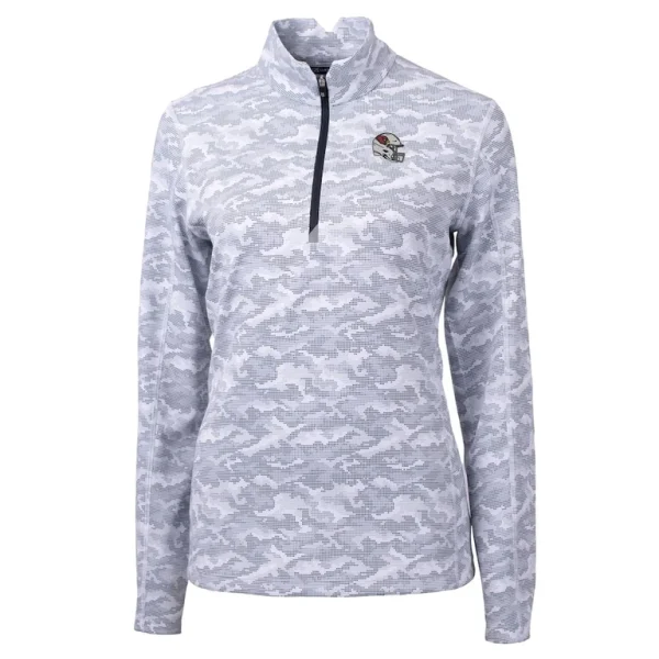 Arizona cardinals cutter buck womens helmet logo traverse camo print stretch quarter zip pullover top Charcoal S