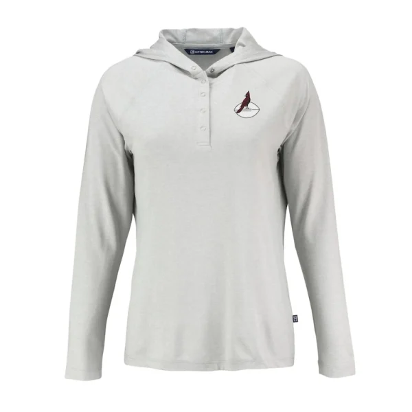 Arizona cardinals cutter buck womens historic coastline epic comfort eco recycled raglan pullover hoodie Gray S