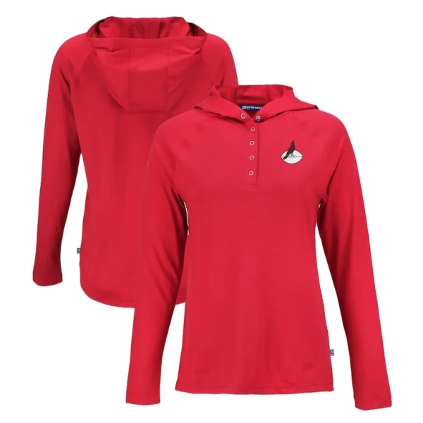 Arizona cardinals cutter buck womens historic coastline epic comfort eco recycled raglan pullover hoodie Red