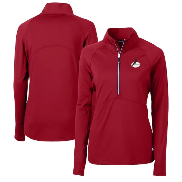 Arizona cardinals cutter buck womens historical adapt eco knit stretch recycled raglan half zip top Red