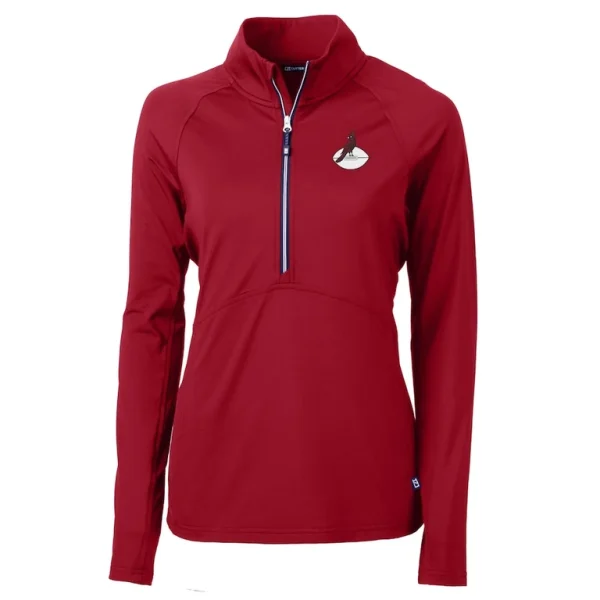 Arizona cardinals cutter buck womens historical adapt eco knit stretch recycled raglan half zip top Red S