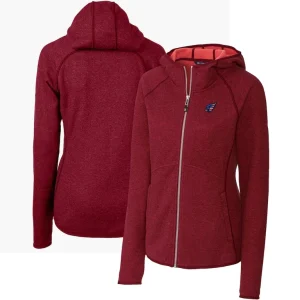 Arizona cardinals cutter buck womens mainsail full zip jacket Heathered red