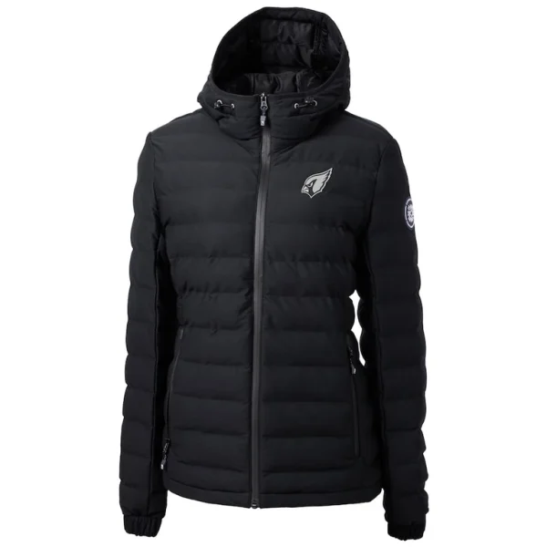 Arizona cardinals cutter buck womens mission ridge repreve® eco insulated full zip hoodie puffer jacket Black S