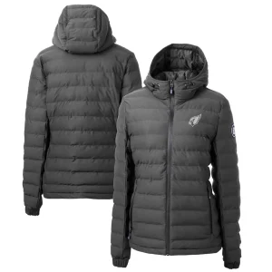 Arizona cardinals cutter buck womens mission ridge repreve® eco insulated full zip hoodie puffer jacket Gray