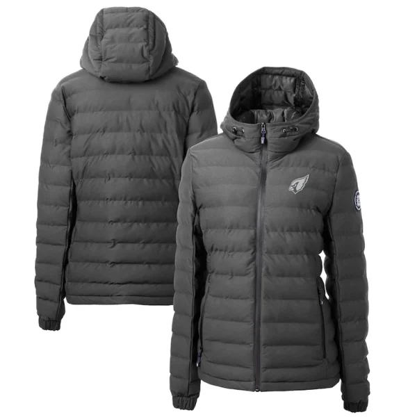 Arizona cardinals cutter buck womens mission ridge repreve® eco insulated full zip hoodie puffer jacket Gray