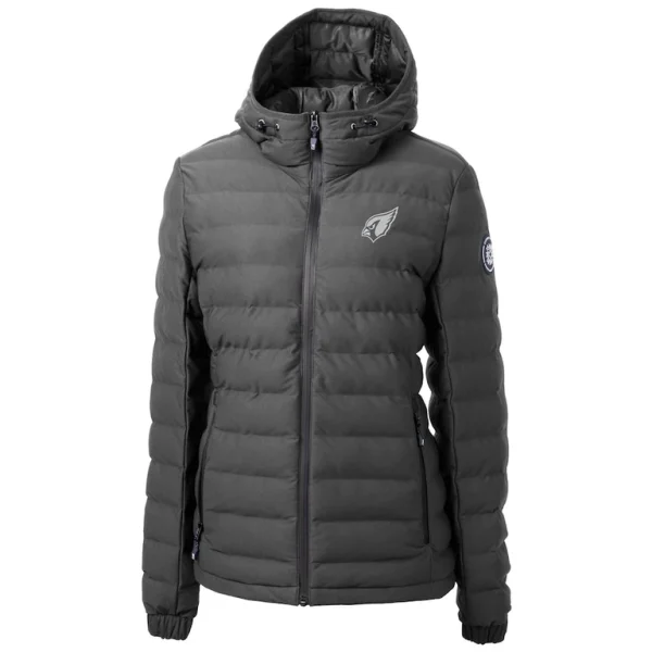 Arizona cardinals cutter buck womens mission ridge repreve® eco insulated full zip hoodie puffer jacket Gray S