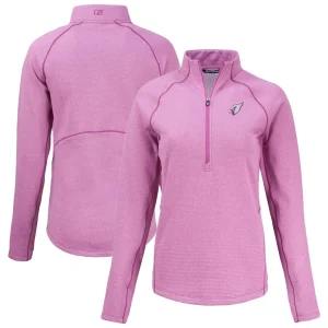Arizona cardinals cutter buck womens peshastin eco fleece recycled half zip top Pink