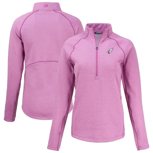 Arizona cardinals cutter buck womens peshastin eco fleece recycled half zip top Pink