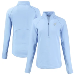 Arizona cardinals cutter buck womens peshastin eco fleece recycled half zip top Powder blue
