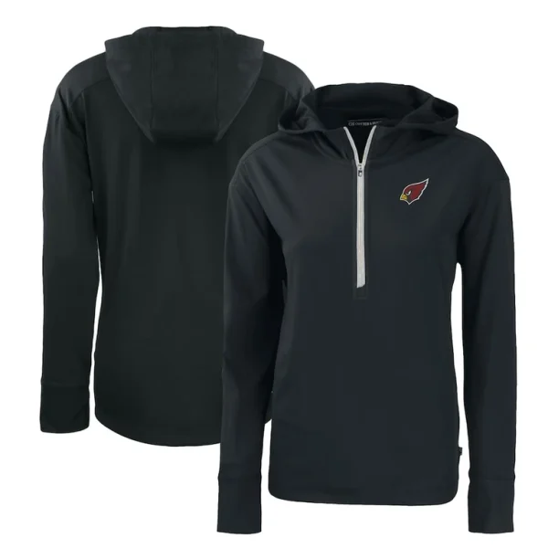 Arizona cardinals cutter buck womens primary mark daybreak eco recycled half zip hoodie Black