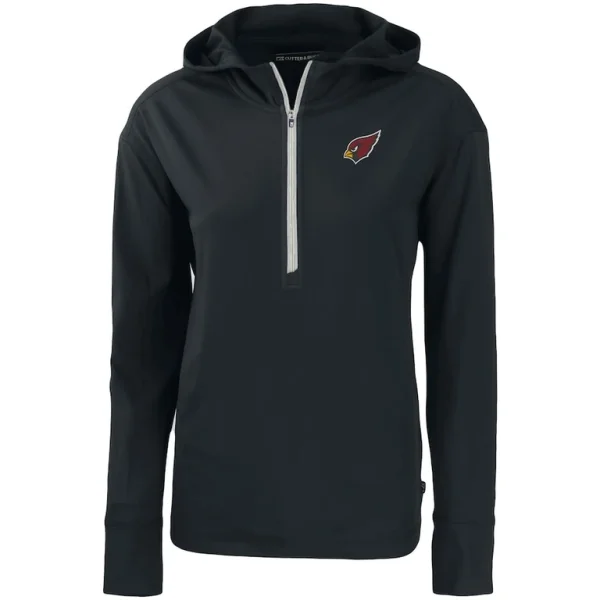 Arizona cardinals cutter buck womens primary mark daybreak eco recycled half zip hoodie Black S