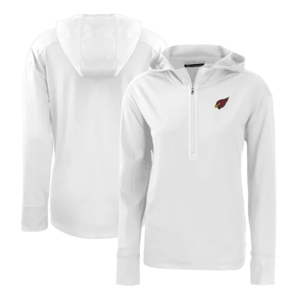 Arizona cardinals cutter buck womens primary mark daybreak eco recycled half zip hoodie White