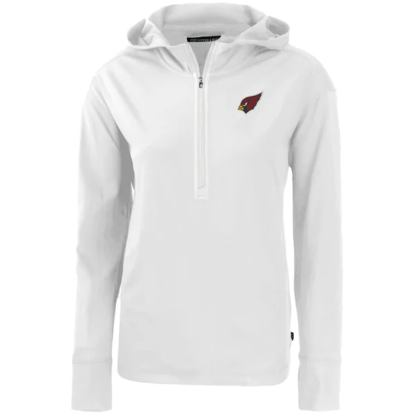 Arizona cardinals cutter buck womens primary mark daybreak eco recycled half zip hoodie White S