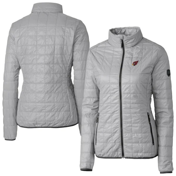 Arizona cardinals cutter buck womens rainier primaloft eco insulated full zip puffer jacket Gray
