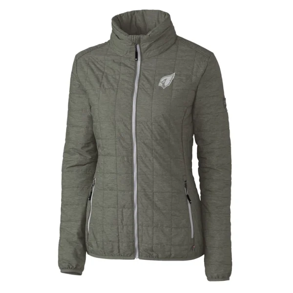 Arizona cardinals cutter buck womens rainier primaloft eco insulated full zip puffer jacket Heather gray S