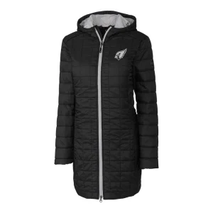 Arizona cardinals cutter buck womens rainier primaloft® eco insulated full zip hoodie long coat Black S