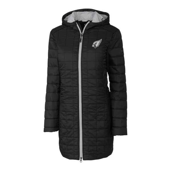 Arizona cardinals cutter buck womens rainier primaloft® eco insulated full zip hoodie long coat Black S