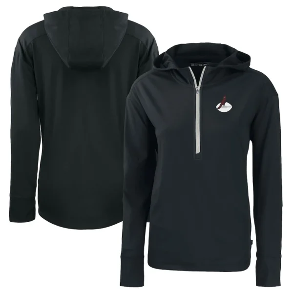 Arizona cardinals cutter buck womens throwback daybreak eco recycled half zip hoodie Black