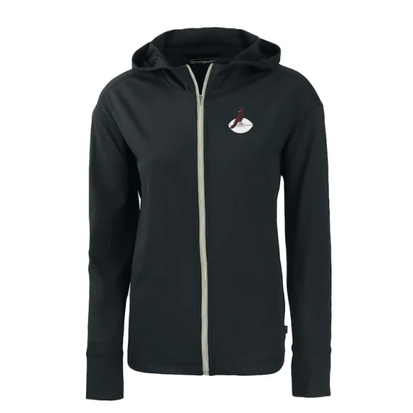 Arizona cardinals cutter buck womens throwback daybreak eco recycled half zip hoodie Black S