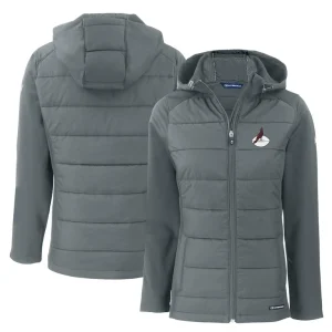 Arizona cardinals cutter buck womens throwback evoke hybrid eco softshell recycled full zip hoodie jacket Gray