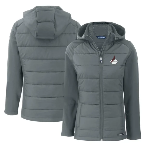 Arizona cardinals cutter buck womens throwback evoke hybrid eco softshell recycled full zip hoodie jacket Gray