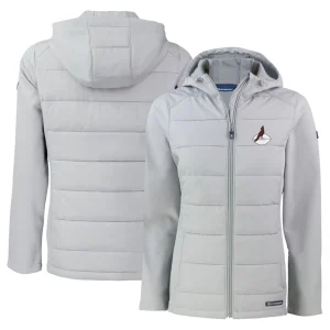 Arizona cardinals cutter buck womens throwback evoke hybrid eco softshell recycled full zip hoodie jacket Gray