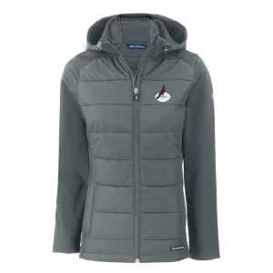 Arizona cardinals cutter buck womens throwback evoke hybrid eco softshell recycled full zip hoodie jacket Gray S