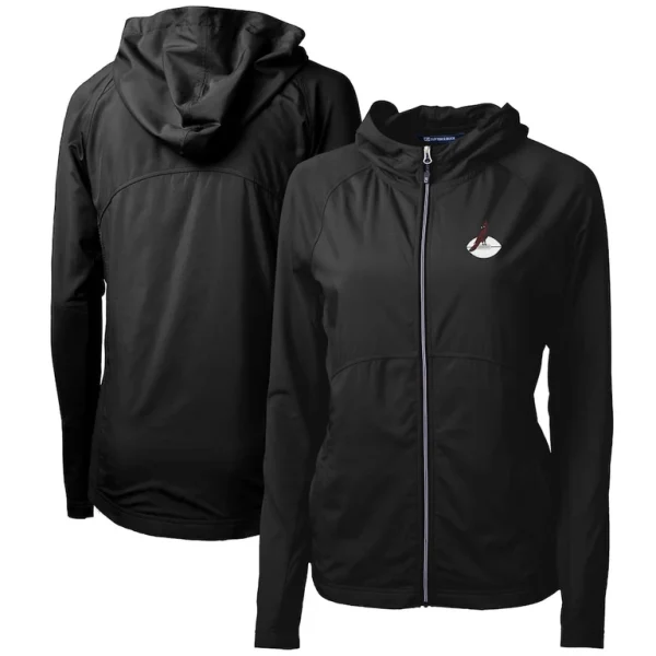 Arizona cardinals cutter buck womens throwback logo adapt eco knit hybrid recycled full zip hoodie Black