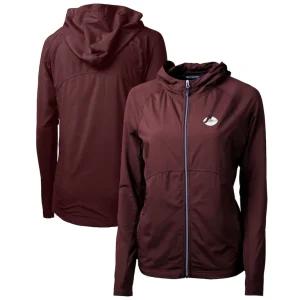 Arizona cardinals cutter buck womens throwback logo adapt eco knit hybrid recycled full zip hoodie Burgundy