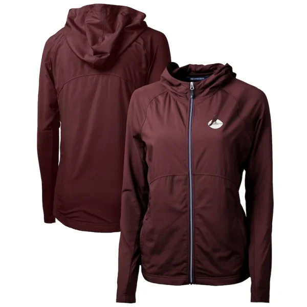 Arizona cardinals cutter buck womens throwback logo adapt eco knit hybrid recycled full zip hoodie Burgundy