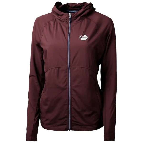 Arizona cardinals cutter buck womens throwback logo adapt eco knit hybrid recycled full zip hoodie Burgundy S