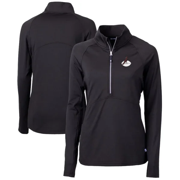 Arizona cardinals cutter buck womens throwback logo adapt eco knit stretch recycled half zip pullover top Black