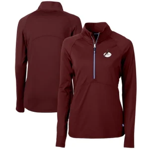 Arizona cardinals cutter buck womens throwback logo adapt eco knit stretch recycled half zip pullover top Burgundy